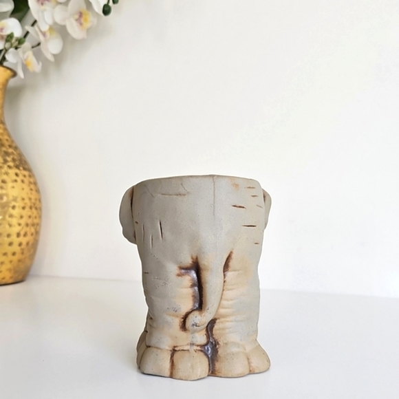 Vintage Ceramic Elephant Grey Planter Pottery Succulent Whimsical Pot - Picture 7 of 11